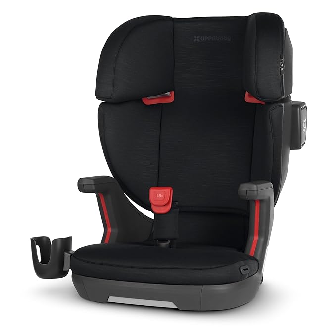 UPPAbaby Alta V2 High Back Booster Seat/Seven-Position, Active Support Headrest for Growing Children/SecureFit Integrated Belt Guide + Positioner/Cup Holder Included/Jake (Black Mélange)-BubblyBeeBaby