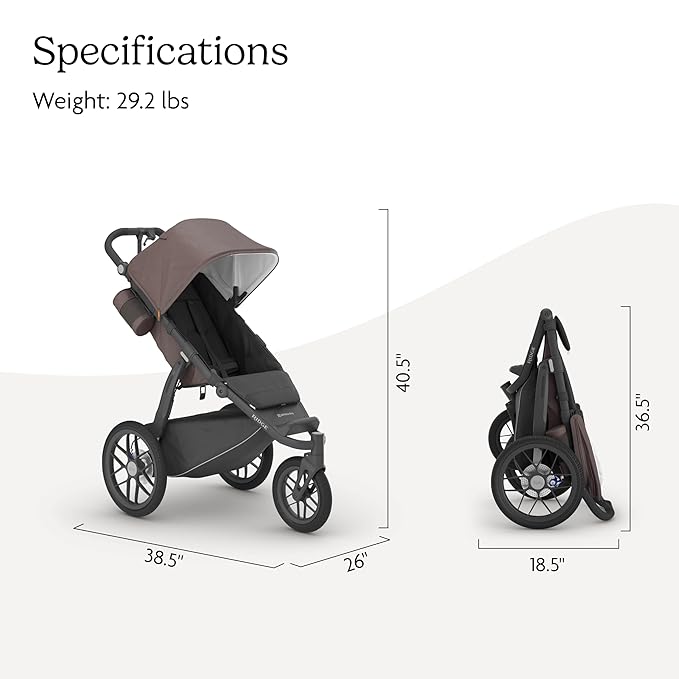 UPPAbaby Ridge Jogging Stroller/Durable Performance Jogger with Never-Flat Tires/Built for Walking, Running, Hiking/Water Bottle Holder and Basket Cover Included/Theo (Dark Taupe/Carbon Frame)-BubblyBeeBaby