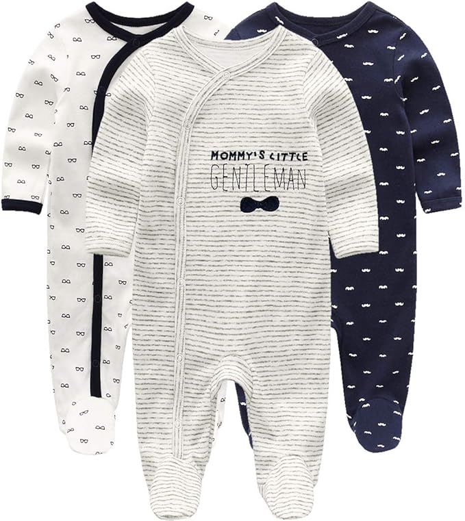 Kiddiezoom Baby and Toddler Boys'Snug Fit Footed One-Piece Romper Jumpsuit Cotton Cotton Footed Outfit-BubblyBeeBaby