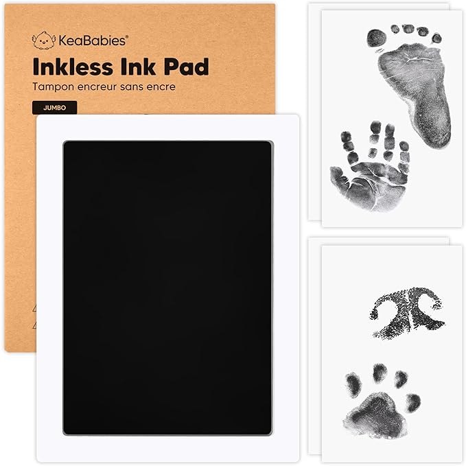 1-Pack Inkless Baby Hand and Footprint Kit - Mess Free Ink Pad for Newborn Keepsake, Dog Nose & Paw Print Kit, Clean Touch Ink Pad for Baby Hand & Footprints, Ideal New Mom Gifts (Jumbo)-BubblyBeeBaby
