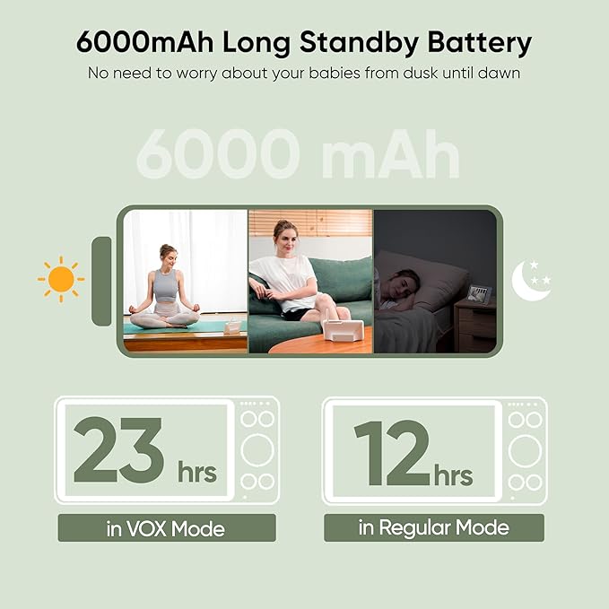 bonoch MegaView Baby Monitor with 2 Cameras, 7" 720P HD Split Screen Baby Monitor No WiFi, Video Monitor with Camera and Audio, 6000mAh, VOX Mode, 2 Way Audio, Remote PTZ, Night Vision-BubblyBeeBaby