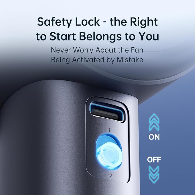 JISULIFE Portable Handheld Fan,Speed(1-100) Adjustable Turbo Mini and 3600mAh Battery Rechargeable Personal Fan,Digital Display,Gifts for Women Men Travel/Camping/Outdoor-Blue-BubblyBeeBaby