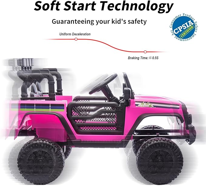 24V Kids Ride on Toy, Kids Electric Vehicles Car Ride on Car Truck for Toddlers with Remote Control, 2x200W Motor - Pink-BubblyBeeBaby