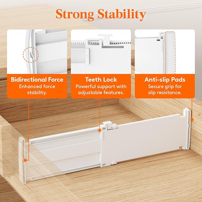 Lifewit 12 Pack Drawer Dividers 4" High, 10.5-16.5" Dresser Drawer Divider, Adjustable Drawer Organizers for Clothes, Plastic Drawers Separators for Dresser, Bedroom, Bathroom, Kitchen, Office-BubblyBeeBaby