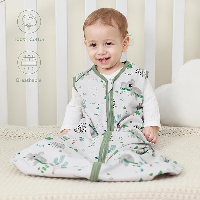 JELLYMONI Baby Sleep Sack 18-24 Months 100% Cotton Wearable Blanket, 0.5 TOG Soft Lightweight Toddler Sleeping Sack 3 Pack 2-Way Zipper Newborn Sleep Sacks-BubblyBeeBaby