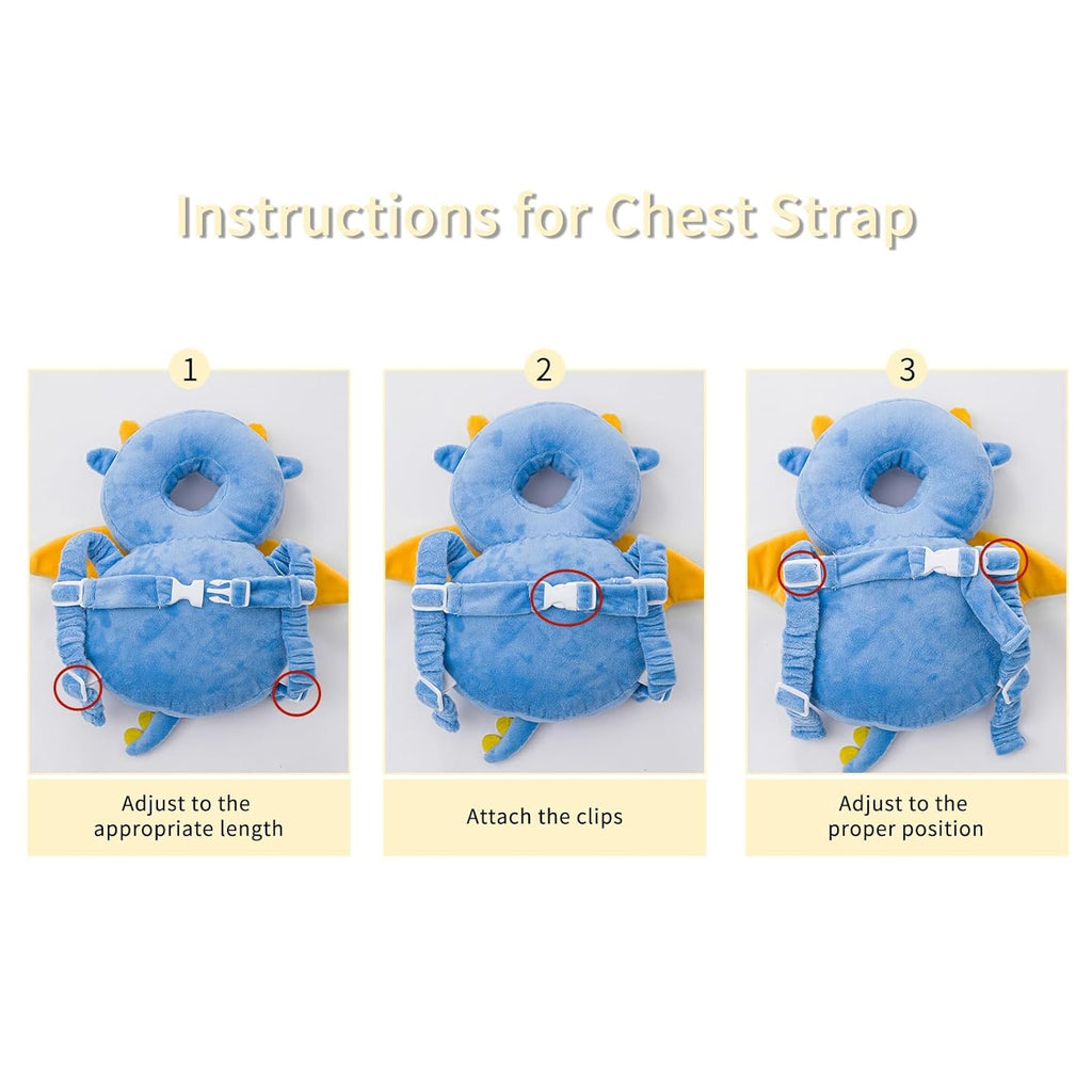 Baby Head Protector Backpack, Toddler Toddler Head Protector, Toddler Head Protector Padded Backpack Elasticated Carrier Wear (Dragon)