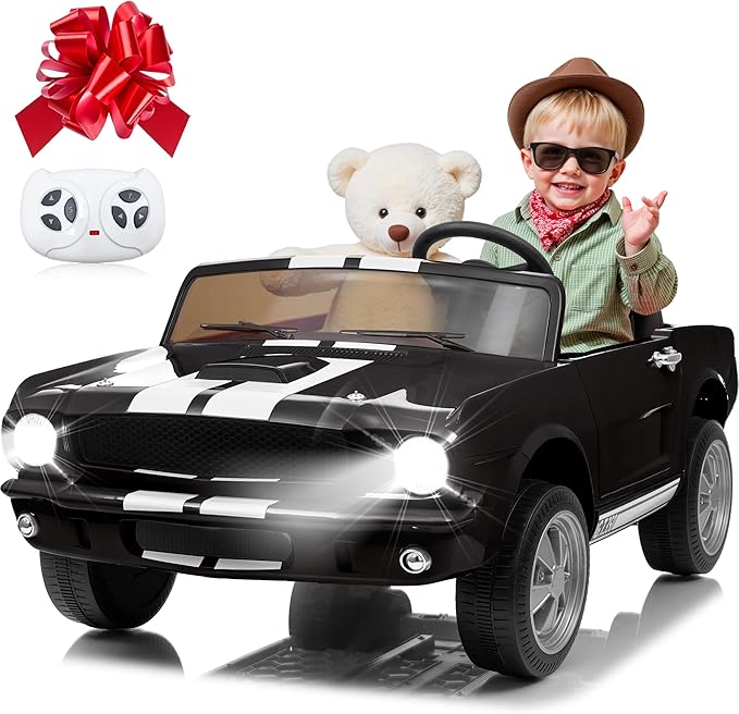 24V 2 Seater Ride on Toys, Licensed Shelby Cobra Kids Power Car Wheeler Ride On Toy w/ 2WD/4WD Switchable, Remote Control, 19" Spacious Seat, 4 Spring Suspension, Music, Bluetooth-BubblyBeeBaby