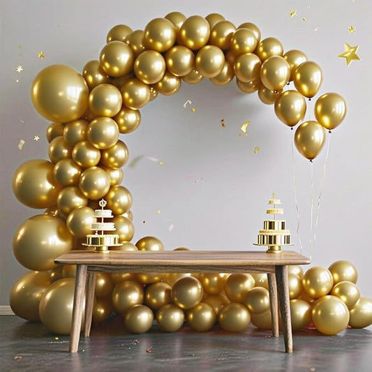 140pcs Metallic Gold Round Balloons Different Sizes 18 12 10 5 Inch Latex Balloons for Arch Decoration Party Balloon Kit for Graduation Birthday Party Wedding Balloon Baby Shower Decoration-BubblyBeeBaby
