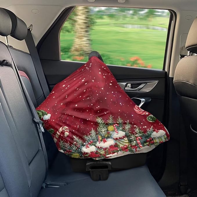 Binienty Snowman Car Seat Covers for Baby Boys Girls Infants,Christmas Snowman Carseat Canopy Cover Stretchy Breathable Babies Stroller Cover Canopies,Baby Shower Gifts-BubblyBeeBaby