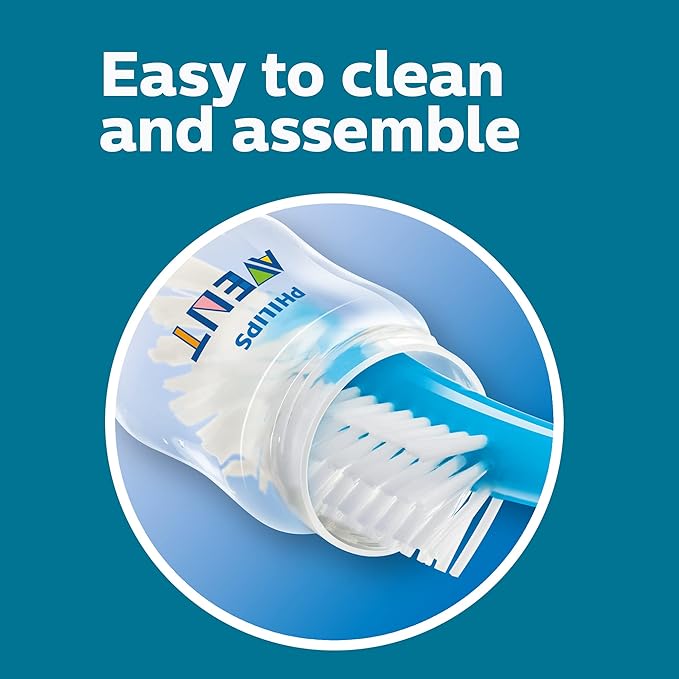 Philips Avent Anti-Colic Baby Bottles, 11oz, with Flow 3 Nipples, 3m+, 4pk, Clear, SCY106/04-BubblyBeeBaby