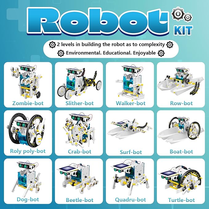 13-in-1 Solar Robot Toys for Ages 8 9 10 11 12 Year Old Boys Girls, STEM Science Kits for Kids Age 8-12, Building Experiments Robotics Kit STEM Projects for Kid Christmas Birthday Gifts (White)-BubblyBeeBaby