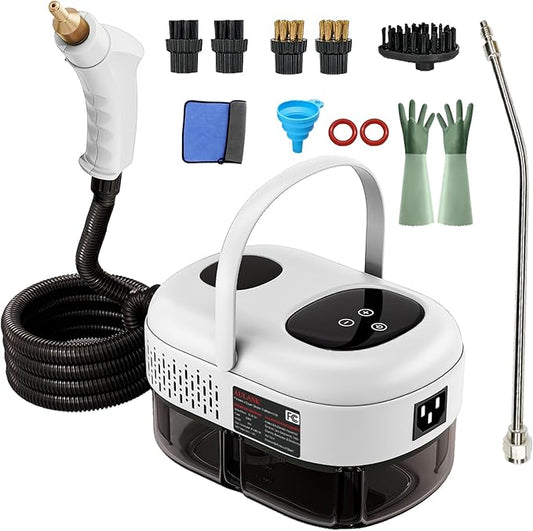 2500W Handheld Steam Cleaner,Portable Car Steamer For Auto Detailing,High-Temperature and Pressure Steam Cleaner For Home, Steam Cleaning Machine for Furniture,Kitchen,Grout,Floor,Tile (6-White)-BubblyBeeBaby