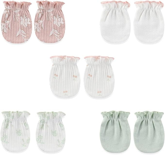 5 Pairs Baby Not Scratch Mittens 0-6 Months New Born Boy Girl Gloves Cute Infant Accessories-BubblyBeeBaby