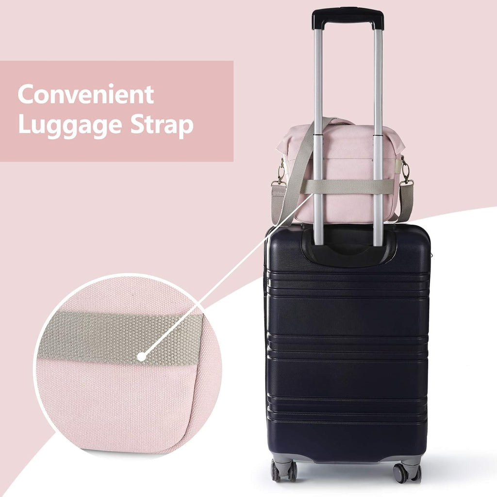 BAGSMART Camera Bag, SLR DSLR Canvas Crossbody Camera Case, Compact Camera Shoulder Bag with Rain Cover for Women and Men, Pink