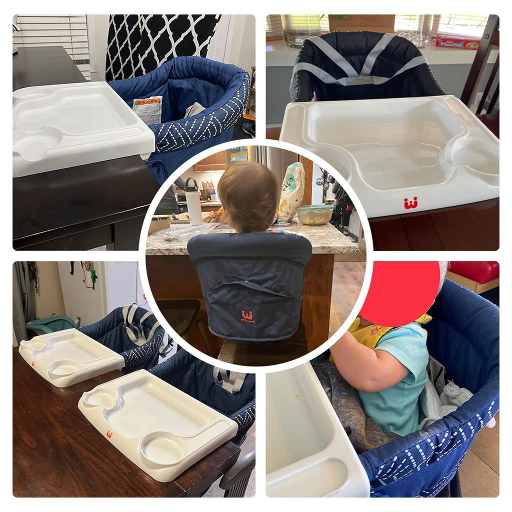 MTWML Hook On High Chair with Tray,Portable Baby High Chair That Attaches to Table,Clip On Fast Table High Chair for Babies and Toddlers.Baby Feeding Seat for Dining Table and Counter (Pure-Black)