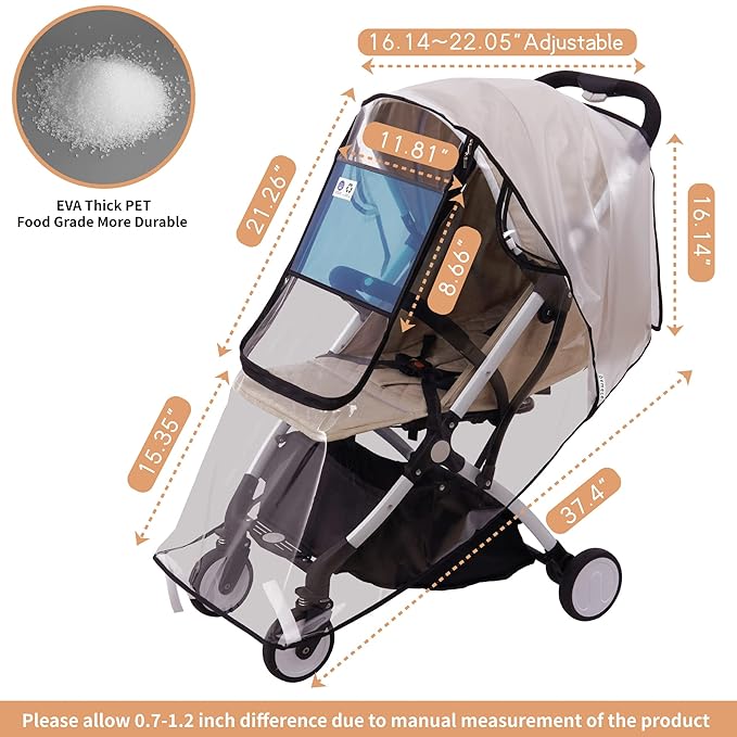Bemece Stroller Rain Cover Universal Stroller, Travel Weather Shield Windproof and Waterproof Protect from Dust and Snow-BubblyBeeBaby