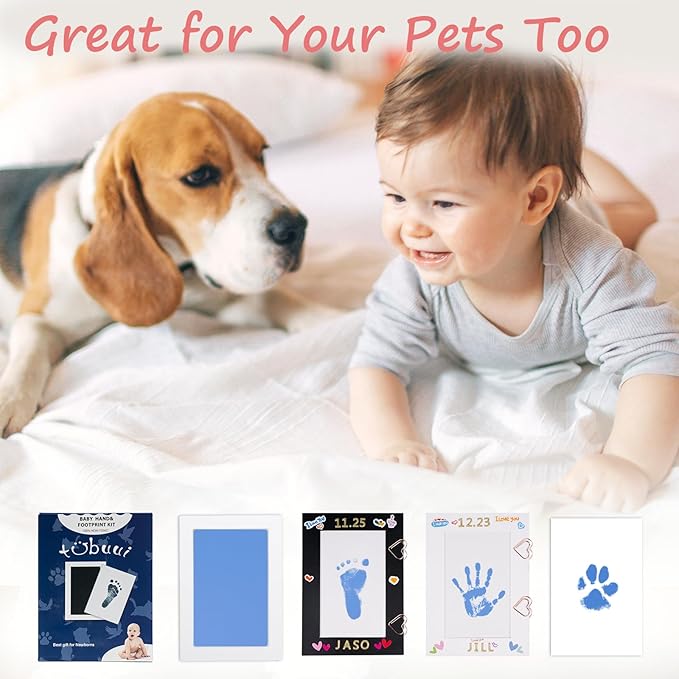 Inkless Baby Hand and Footprint Kit,Clean Touch Ink Pad for Baby Footprint Kit,No Mess Dog Paw Print Kit,DIY Footprint Ink for Baby Keepsake Gifts for Boys and Girls-BubblyBeeBaby