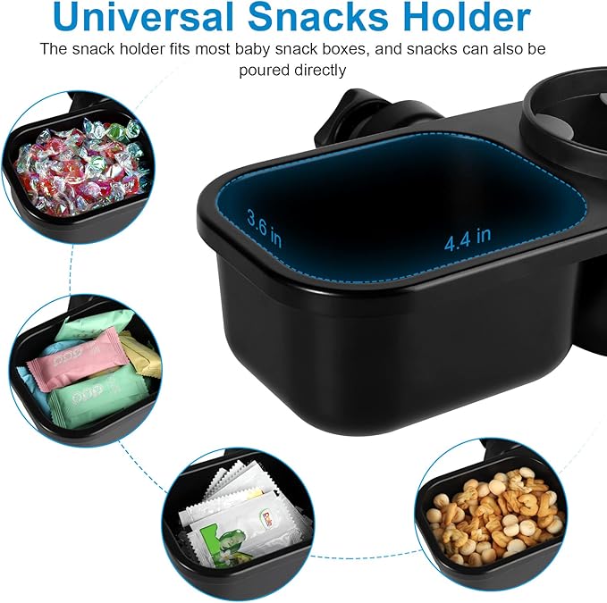 Accmor Stroller Cup Holder with Tray, Universal Cup Holder, Bike Bottle Holder, 360° Rotatable Large Caliber Drinks Holder for Stroller, Bike, Wheelchair, Walker-BubblyBeeBaby