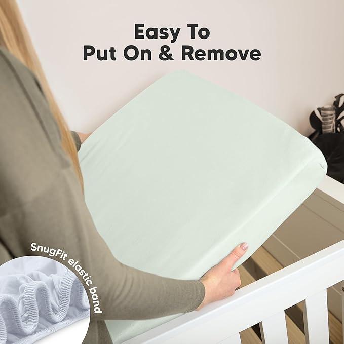 KeaBabies 2-Pack Organic Crib Sheets for Boys, Girls - 52x28 Fitted Crib Mattress Sheet Neutral, Breathable Jersey Cotton Cover for Baby Bed, Toddler Mattress, Soft & Cute Prints (Cove)-BubblyBeeBaby