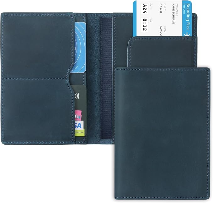 Jack&Chris Leather Passport Holder, Handmade Passport cover, Travel Wallet Cover Case for Men and Women, Leather Travel Documents Organizer Protector, JC107-BubblyBeeBaby