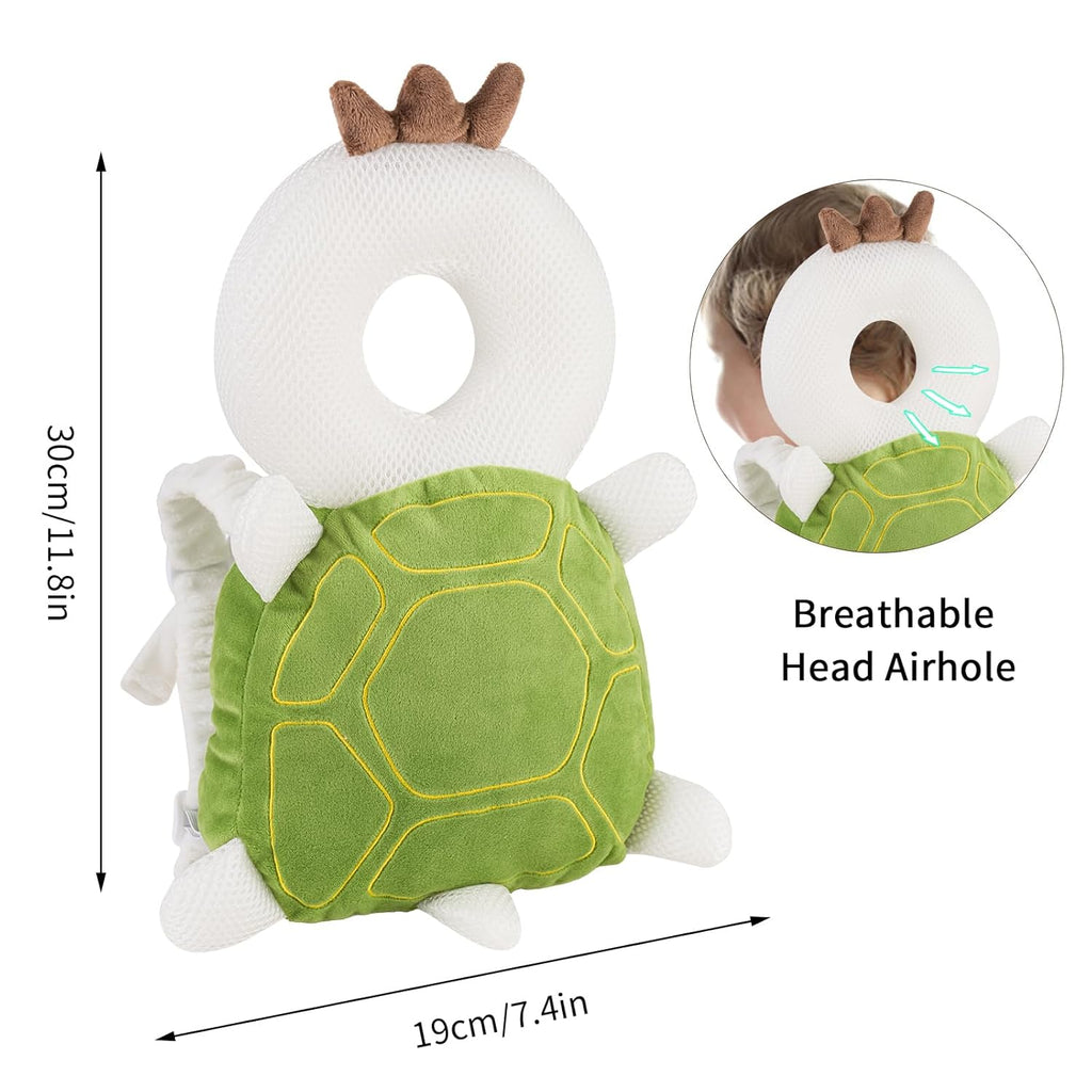 Baby Head Protector Backpack,Toddler Head Protector Padded Backpack Elasticated Carrier Wear,Breathable Polyester Mesh, Lightweight, Suitable for Summer(Turtle)