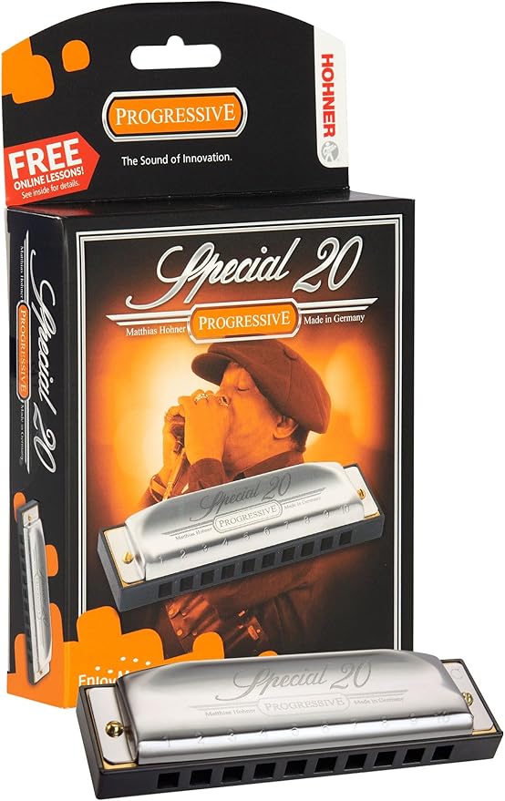 Hohner 560 Special 20 Harmonica - Key of F Bundle with Carrying Case, Key Stickers, Harmonica Beginner Online Manual, and Austin Bazaar Polishing Cloth-BubblyBeeBaby