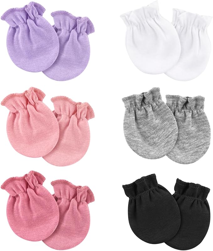 Newborn Baby Mittens No Scratch Cotton Elastic Wrist Gloves Infant Toddler Mittens for Baby Boy Girl 0-6 Months-BubblyBeeBaby