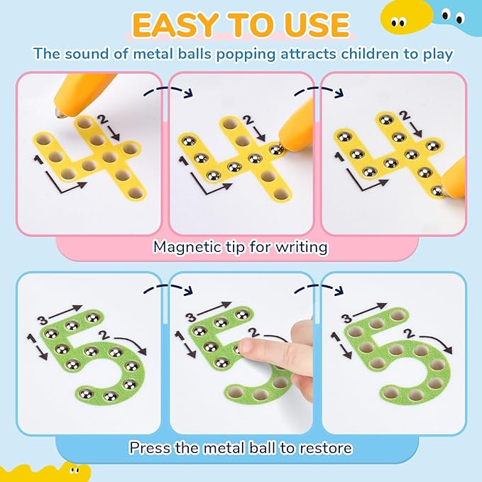 JoyCat Double-Sided Magnetic Number Tracing Board - 2-in-1 Numbers 1-20 Writing Toys for Toddlers & Kids, Preschool Math Manipulatives, Kindergarten Educational Learning Gifts for 3-5 Year Olds-BubblyBeeBaby