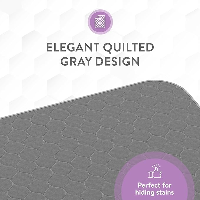 Inspire Underpads | Stain Hiding Gray Reusable Incontinence Bed Pads | Waterproof Mattress Pad | for Adults Babies and Dogs (18 X 24 - 3 Pack)-BubblyBeeBaby