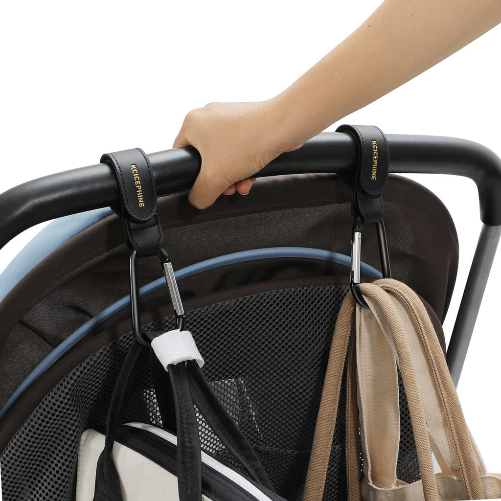 4Pack Universal Baby Stroller Hooks Clips for Hanging Bags and Shopping,Convenient Stroller Straps Accessories Perfect for Uppababy, Babyzen Yoyo, Britax, Bugaboo, Bob, Buggy, Shopping Cart（Black）