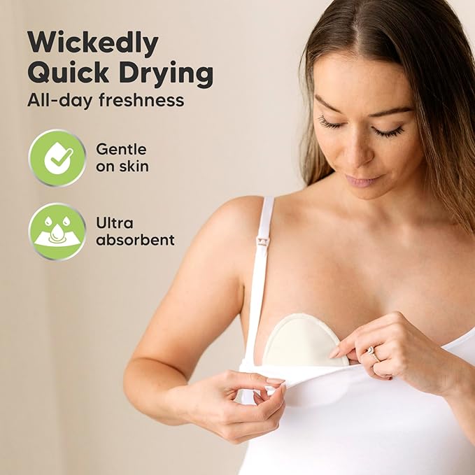 14-Pack Organic Nursing Pads - Washable Breast Pads for Breastfeeding, Nursing Bra Nipple Pads for Breastfeeding, Pumping Bra Reusable Breast Pads, Maternity Breastfeeding Bra Pads (Neutrals, L 4.8")-BubblyBeeBaby