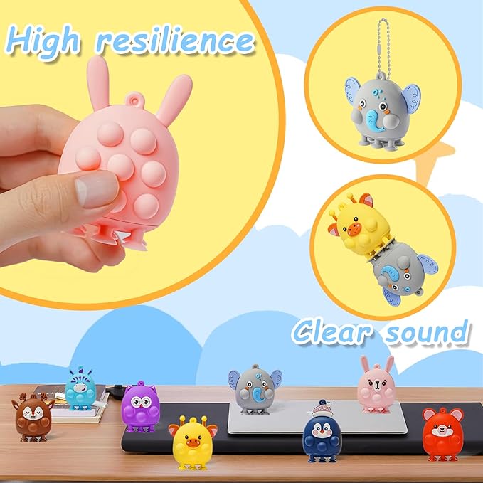 24 Pcs Party Favors for Kids, 3D Animal Pop Fidget Toys Bulk, Sensory Bath Suction Toys for Toddlers, Carnival Treasure Classroom Prizes Box Toys, Fidget Stocking Stuffers Birthday Party Gifts-BubblyBeeBaby