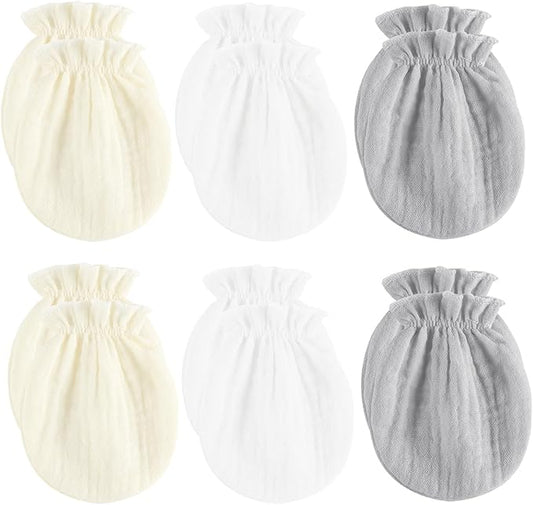Newborn Mittens No Scratch 100% Cotton Mitts Boy Girl baby mittens 0-6 months 6 Pack-BubblyBeeBaby