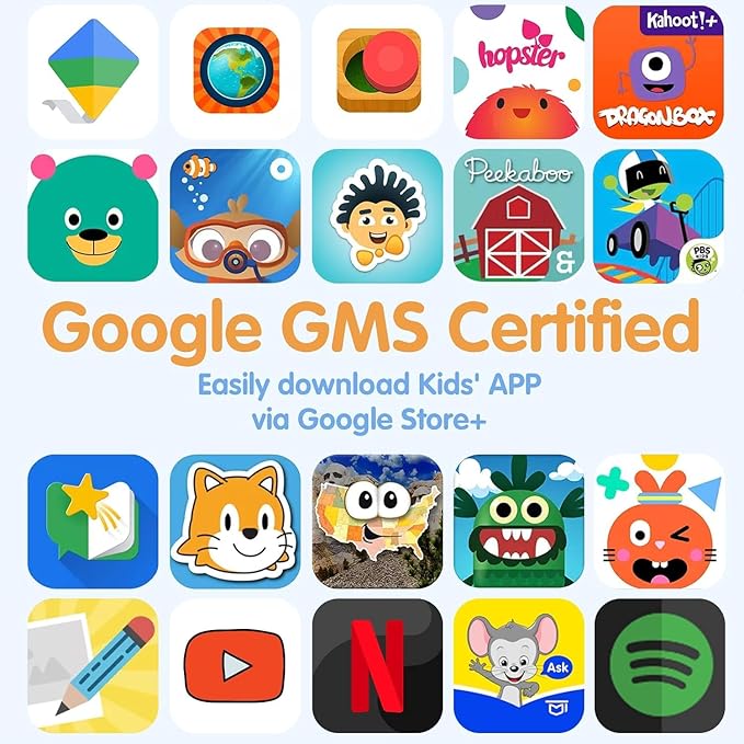 10.1 Inch Kids Tablet with Stylus & Case | Octa-Core 8GB RAM 64GB ROM | 7000mAh Android Tablet for Ages 3-12 | Parental Control, Pre-Installed Apps & GMS Certified-BubblyBeeBaby