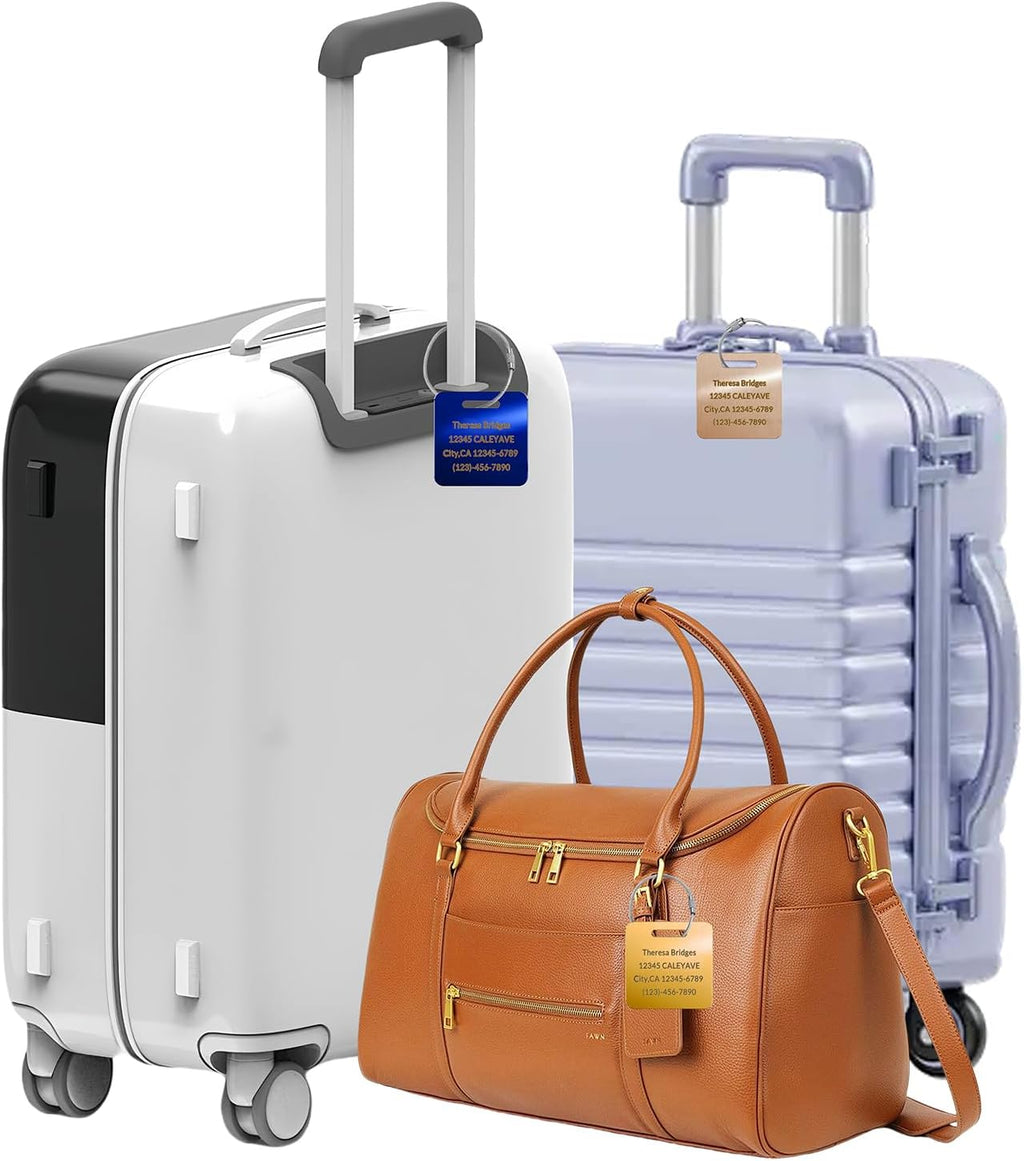 (5Pack Made in USA) Custom Personalized Luggage Tags-Customized Unique tag for Suitcase Backpack Travel,Bags (Blue (2 × 2))