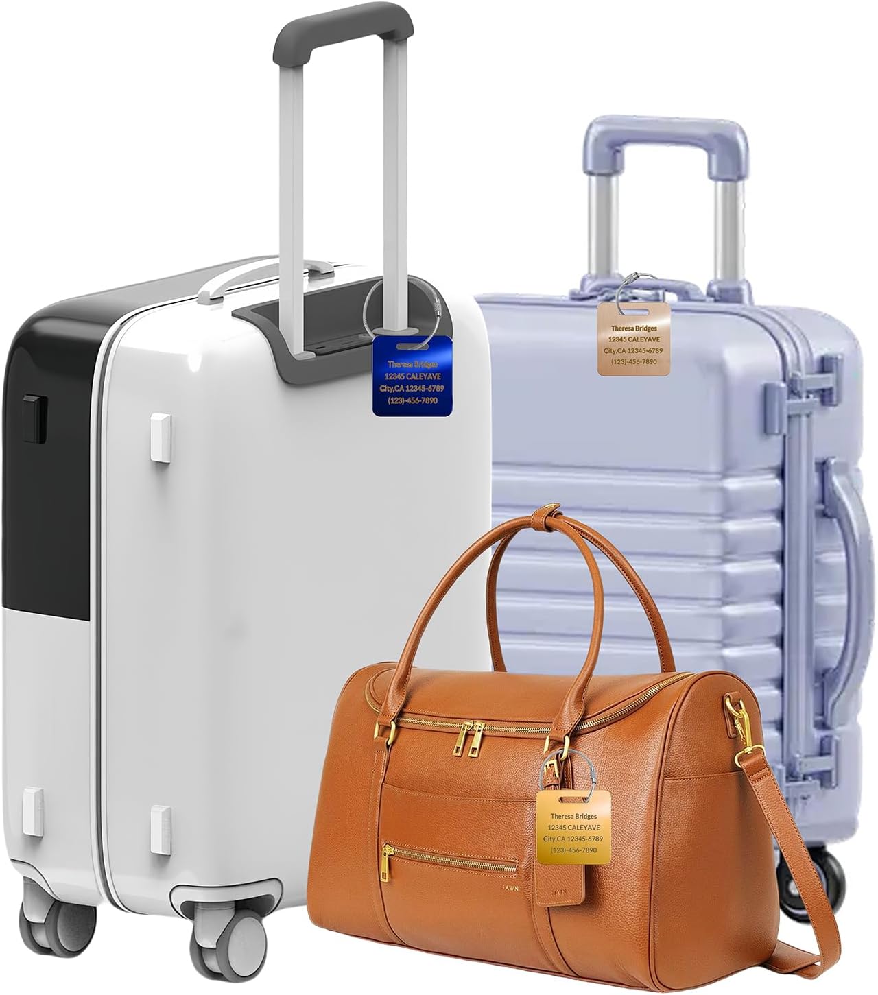 (5Pack Made in USA) Custom Personalized Luggage Tags-Customized Unique tag for Suitcase Backpack Travel,Bags (Golden (2 × 2))