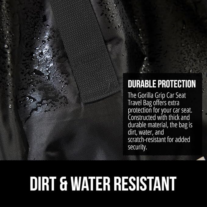 GORILLA GRIP Car Seat Travel Bag for Airplane Gate Check, Easy Carry Padded Backpack Bags Cover Carseats, Infant Baby Carriers and Toddler Booster Seats for Airport, Child Air Travels Essential, Black-BubblyBeeBaby