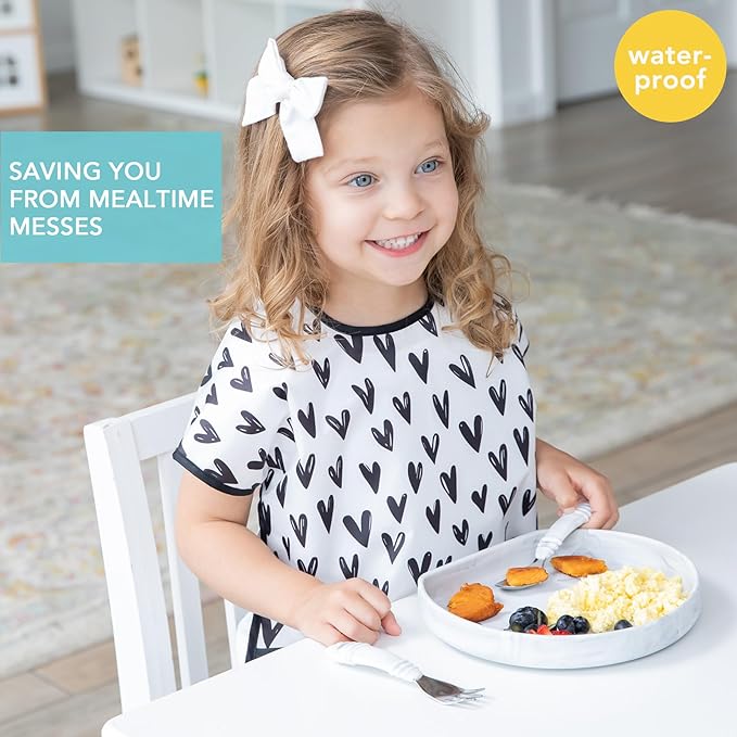 Bumkins Bibs - Toddler Bibs, Waterproof, Large for 1-3 Years, Short Sleeve-BubblyBeeBaby