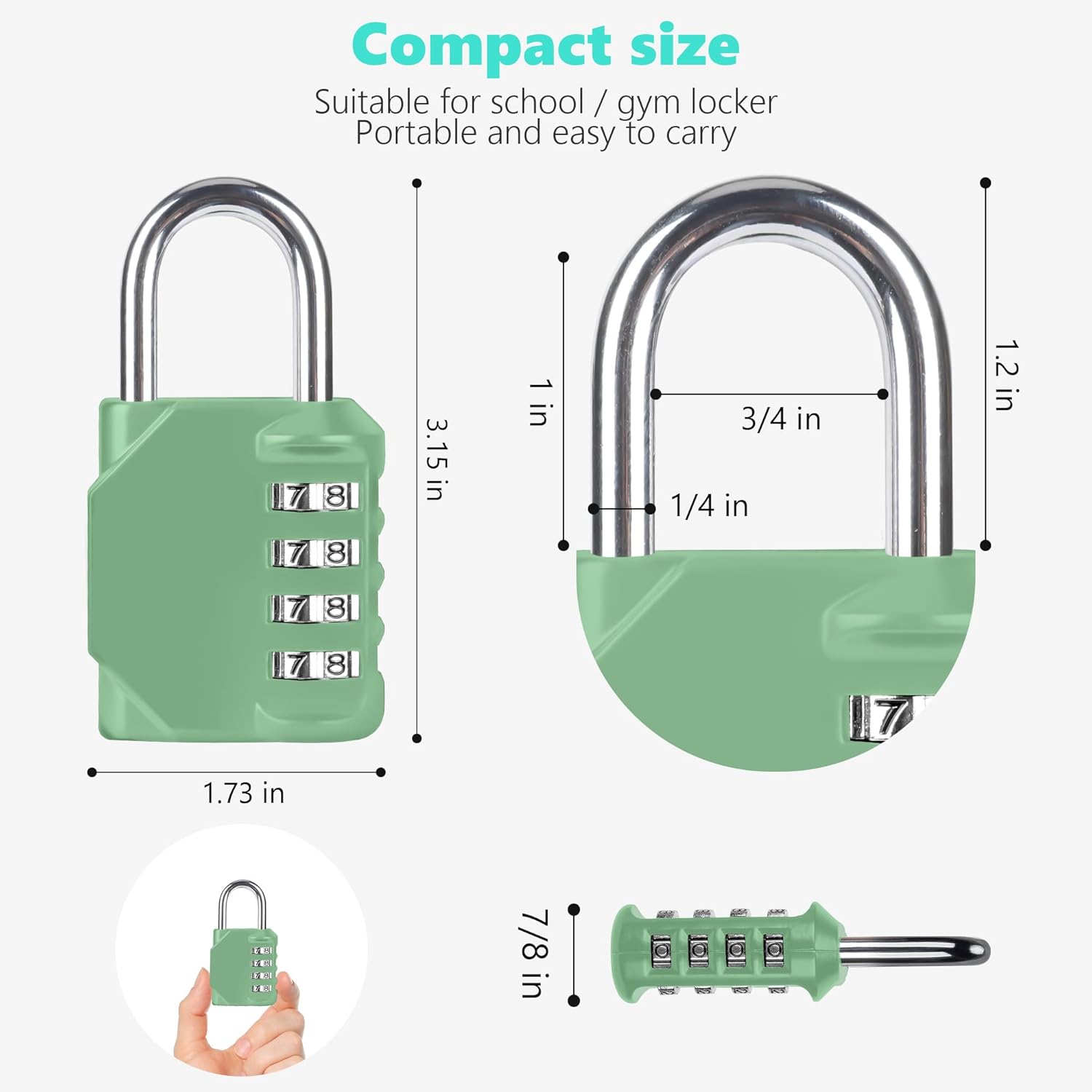 CL11KG Combination Lock, 4 Digit Outdoor Combination Padlock Set Your own Combination for Gym Locker Lock, School, Gates, Doors, Toolbox, Hasps and Storage (Khaki-Green *1)