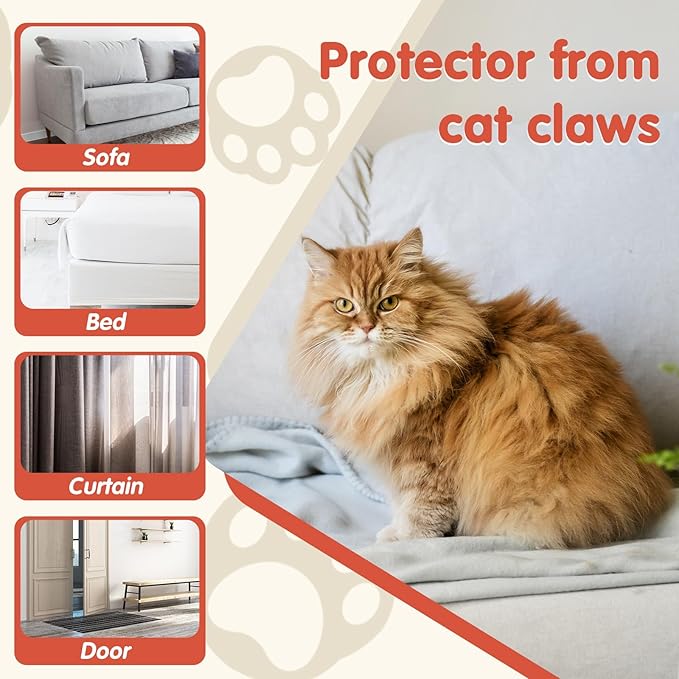 18 Pcs Large Cat Scratch Furniture Protector, Transparent Couch Protector from Cat Claws, Single-Sided Self Adhesive Anti Pet Deterrent Sofa Cover, 14in-BubblyBeeBaby