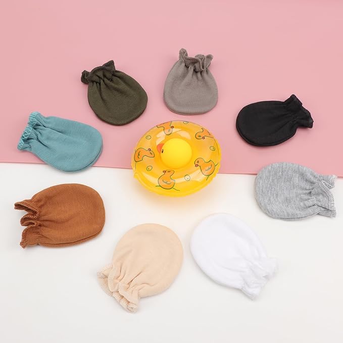 BQUBO Newborn Infant Toddler Mittens No Scratch Cotton Elastic Wrist Gloves Hypoallergenic for 0-6 Months Baby Boys Girls-BubblyBeeBaby