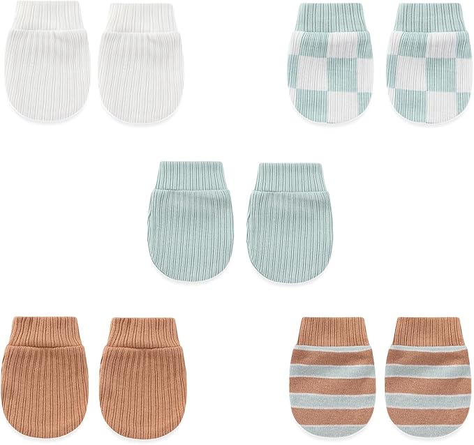 5 Pairs Baby Not Scratch Mittens 0-6 Months New Born Boy Girl Gloves Cute Infant Accessories-BubblyBeeBaby