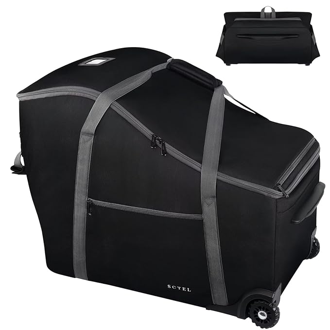 Infant Car Seat Travel Bag Fit Doona Car Seat Stroller and Base, Chicco Keyfit 35 and Base, Doona Travel Bag with Wheels, Padded Car Seat Bags for Air Travel, Nuna Travel Bag with Zipper Pocket-BubblyBeeBaby