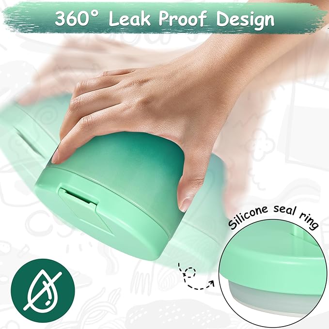 12oz Insulated Vacuum Food Jar with Buckle Lid Wide Mouth Soup Thermo for Hot Food Kids Leakproof Stainless Steel Lunch Container (Gradient Green, 12OZ)-BubblyBeeBaby