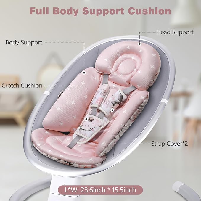 [Upgraded] Infant Car Seat Insert & Newborn Head Support, 3 Strap Covers + Reversible 2-in-1 Design – All Seasons Baby Car Seat Cushion for Stroller, Swing, Rocker, Bassinets-BubblyBeeBaby