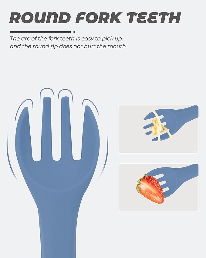 10 Pcs Silicone Baby Spoons and Forks, Chewable Utensils for Self-Feeding, Kids Utensils for Over 6 Months Babies-BubblyBeeBaby