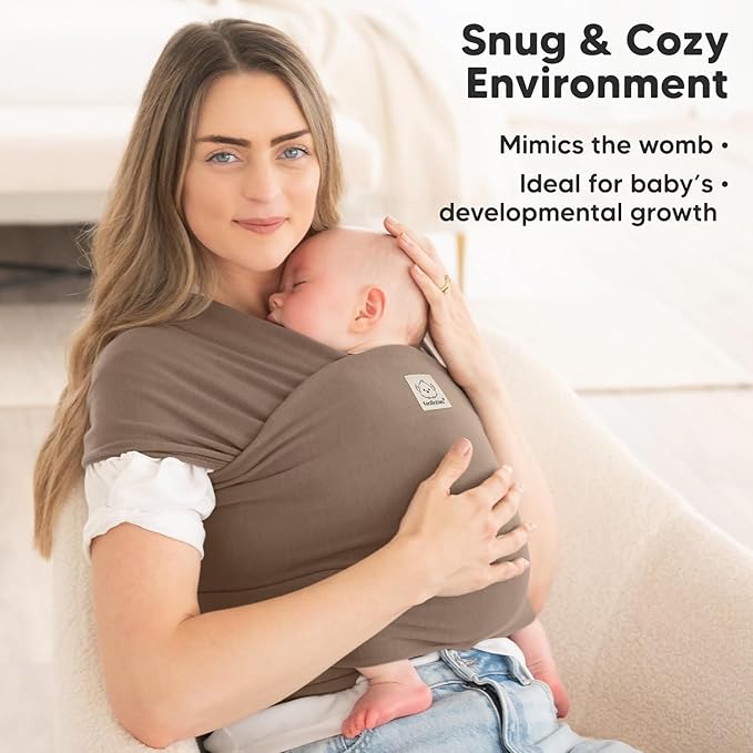 KeaBabies Baby Wrap Carrier - All in 1 Original Baby Carrier Newborn to Toddler Sling, Easy to Wear, Hands Free Bonding, Lightweight, Breathable Infant Wraps (Saddle Brown)-BubblyBeeBaby