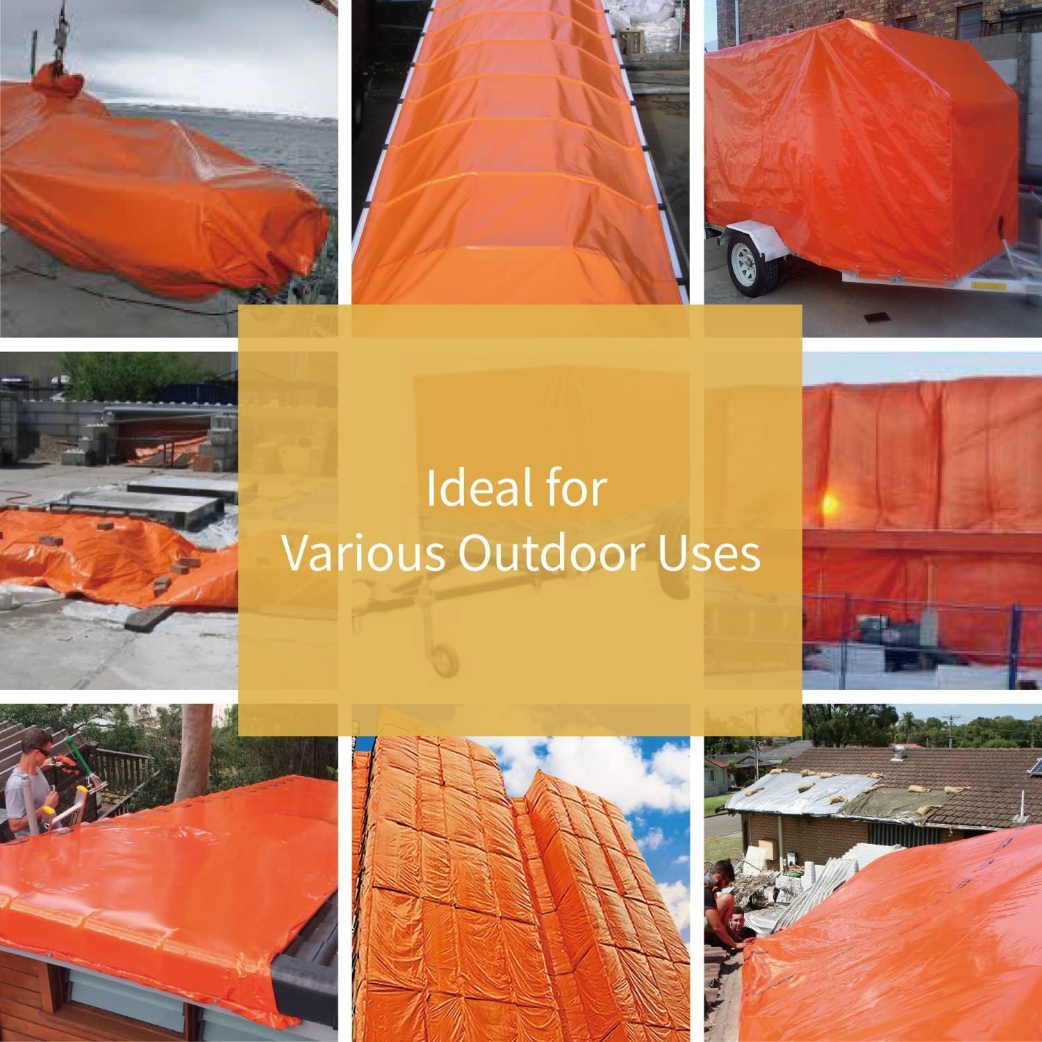 GUARD SHIELD Orange Tarp 12x12 Feet Tarps High Visibility Outdoor Poly Cover Lightweight 6mil