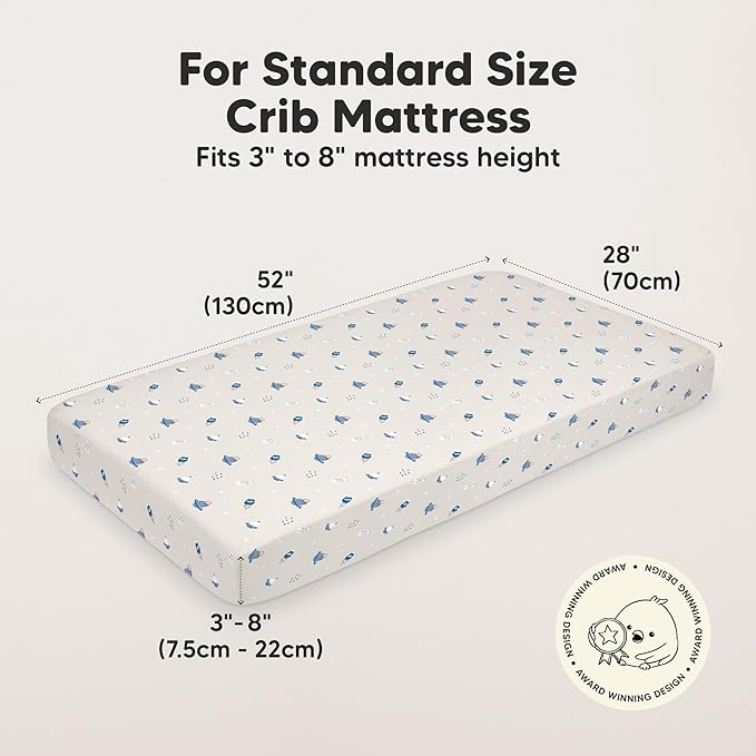 KeaBabies 2-Pack Organic Crib Sheets for Boys, Girls - 52x28 Fitted Crib Mattress Sheet Neutral, Breathable Jersey Cotton Cover for Baby Bed, Toddler Mattress, Soft & Cute Prints (Cosmo)-BubblyBeeBaby