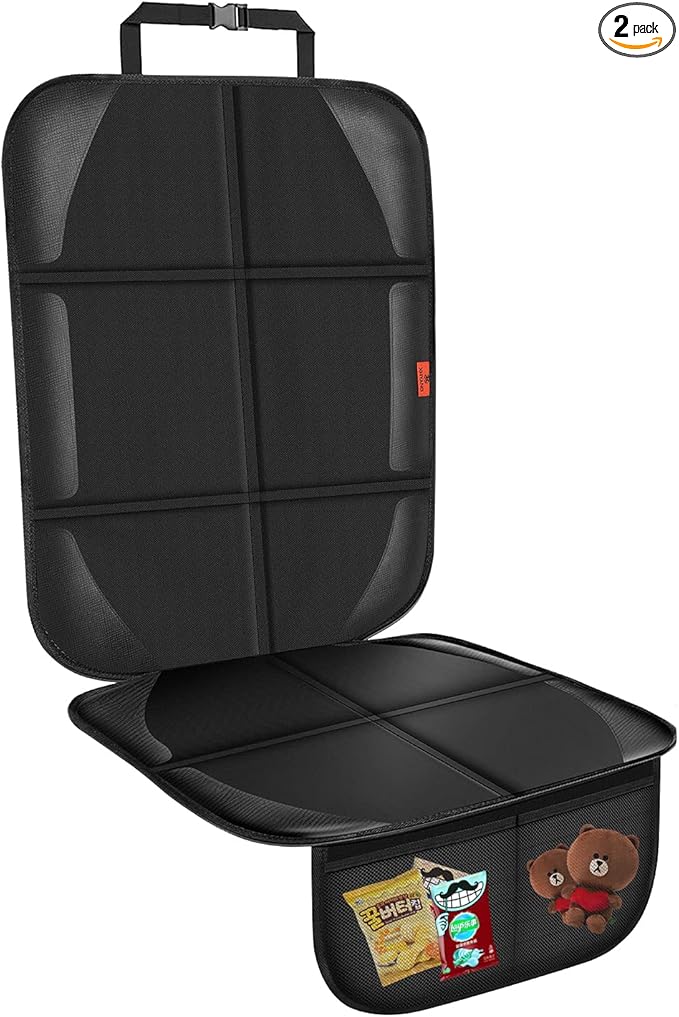 Car Seat Protector,Auto Car Seat Protectors Baby Carseat Waterproof Durable 600D Fabric for Child Baby Car Seat Mat Vehicle Pet Cover 2 Storage Pockets (1 Pack)-BubblyBeeBaby